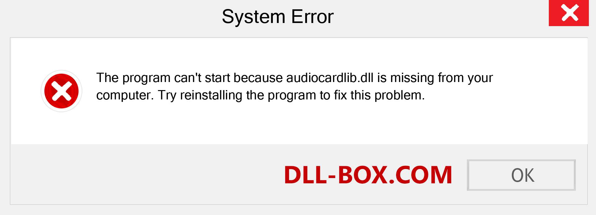  audiocardlib.dll file is missing?. Download for Windows 7, 8, 10 - Fix  audiocardlib dll Missing Error on Windows, photos, images
